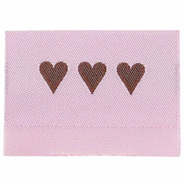 Go Handmade Vævet Label, Dobbeltsidet, Pink, 35 x 19 mm, 10 stk
